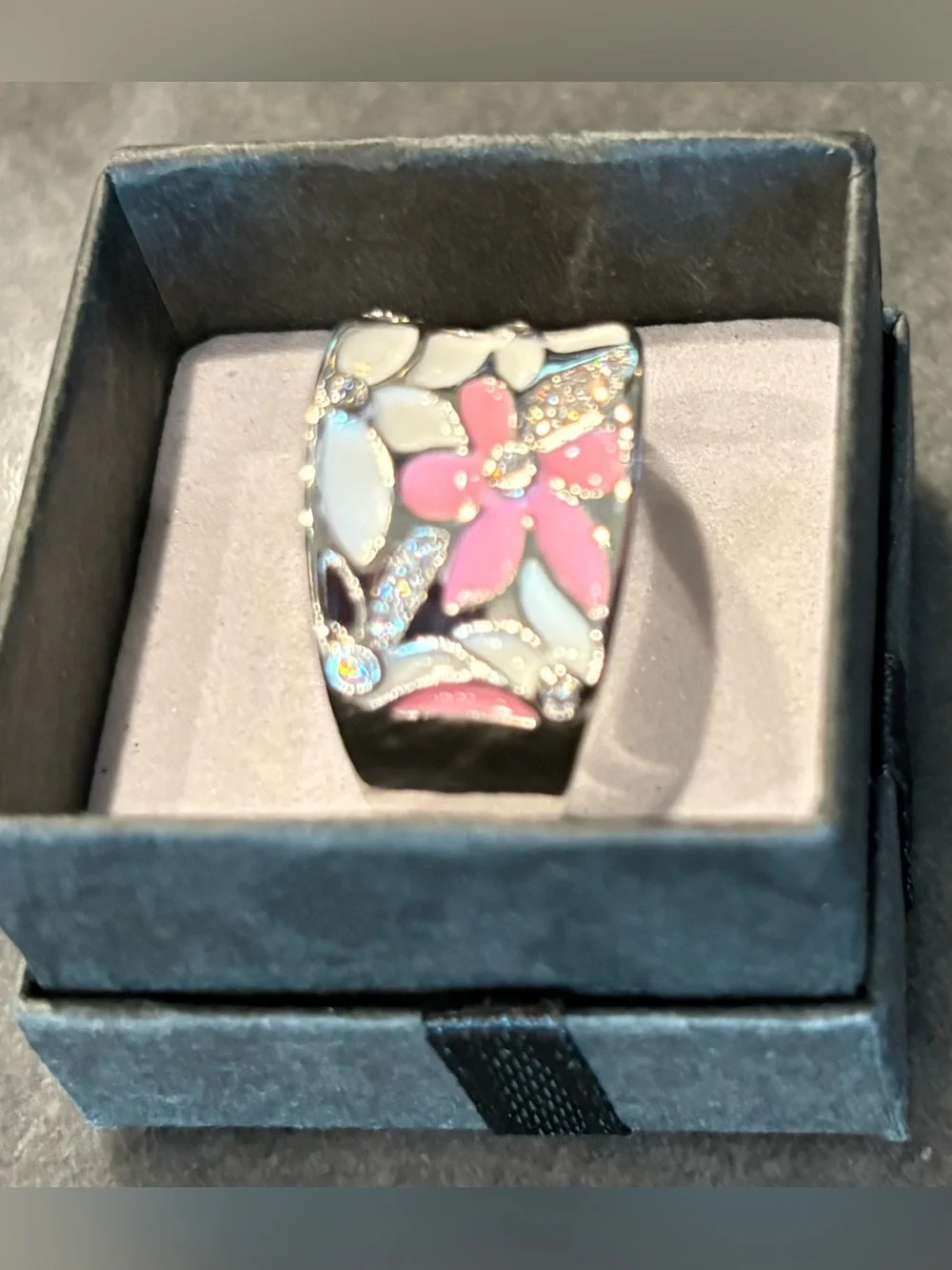 Unique Silver Enamel Statement Ring